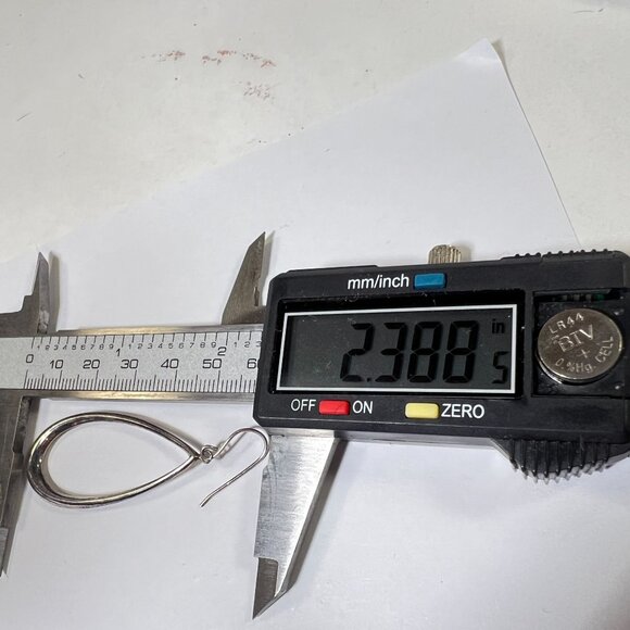 vtg 925 Silver Teardrop Dangle Earrings 2.38" Long Lightweight Polished Finish - Picture 4 of 5